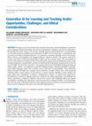 Generative AI for Learning and Teaching Arabic: Opportunities, Challenges, and Ethical Considerations